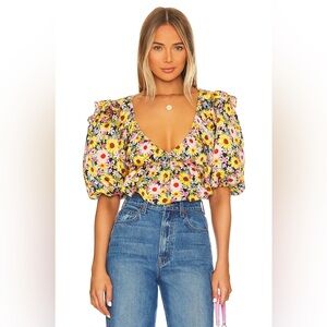 For Love & Lemons Daisy Garden Floral Glenn Crop Top Sz XS